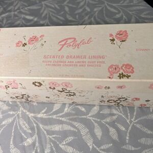 Vtg Polyfab Scented Drawer Lining Karen Carson Creations‎ Cherub Floral 108x17.5